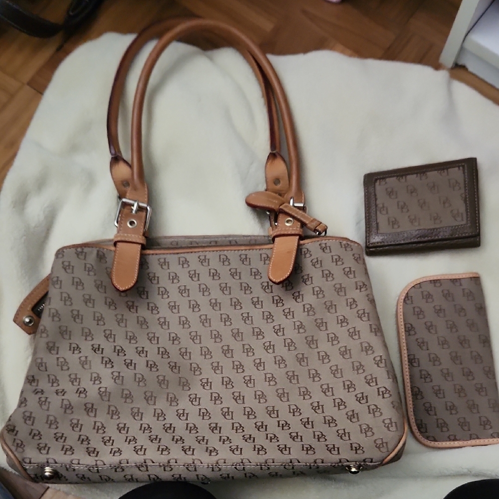 Dooney and Bourke Brown Tote Bag with Matching Accessories